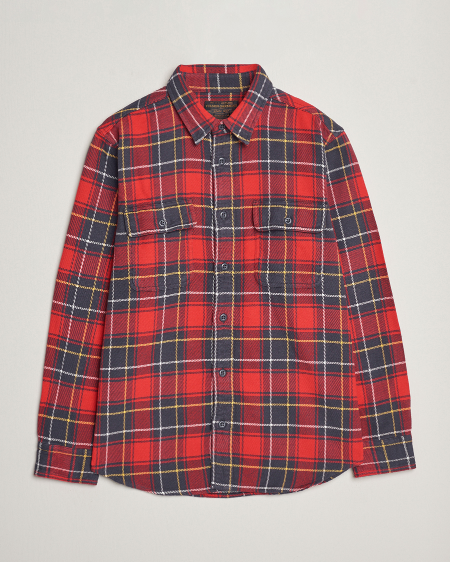 Men | Flannel Shirts | Filson | Vintage Flannel Work Shirt Red Charcoal Plaid