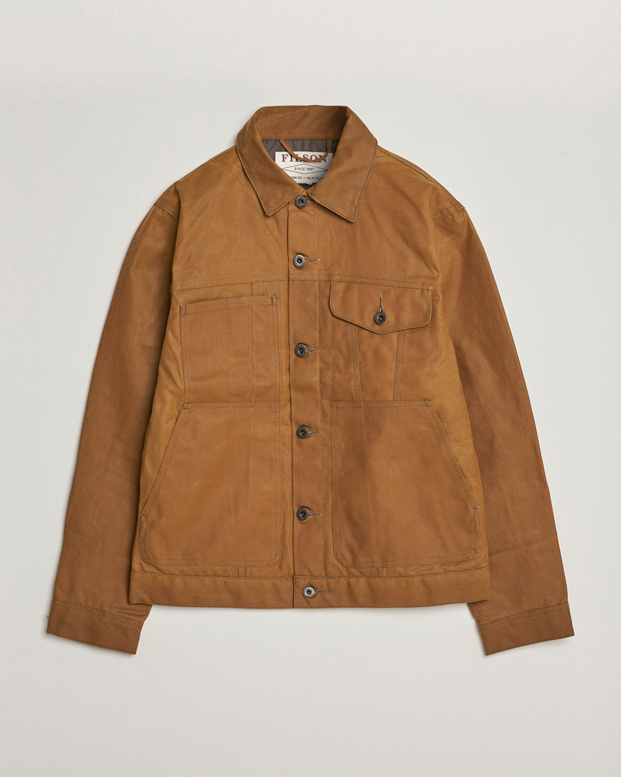 Men | Coats & Jackets | Filson | Short Lined Tin Cloth Cruiser Dark Tan