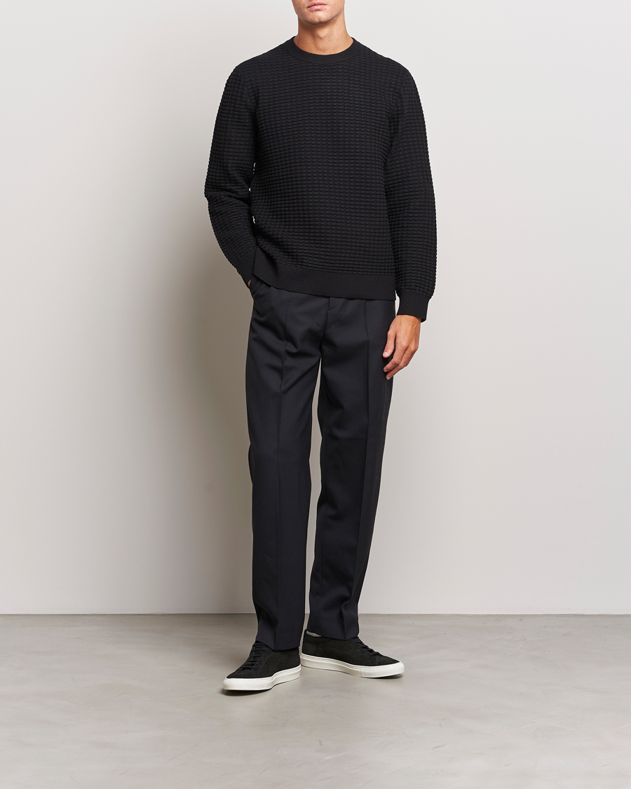 Men | Sweaters & Knitwear | Samsøe Samsøe | Samsøe & Samsøe Jules Waffle Knitted Crew Neck Black