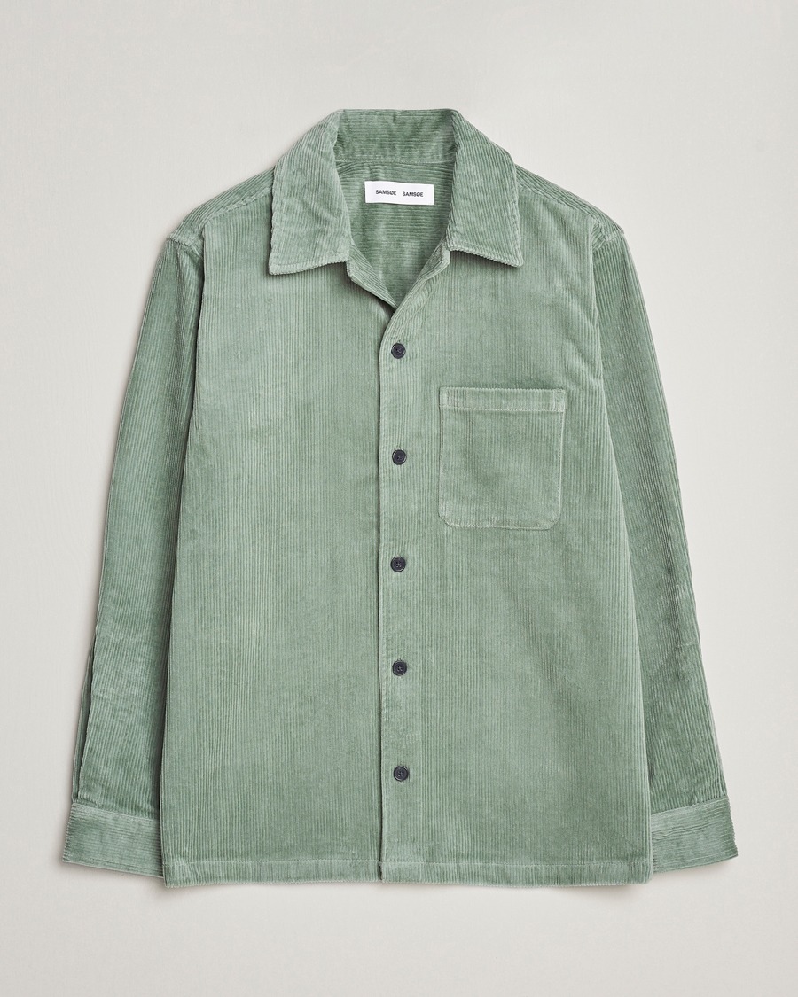 Men | Shirts | Samsøe Samsøe | Samsøe & Samsøe Damon Corduroy Overshirt Iceberg Green