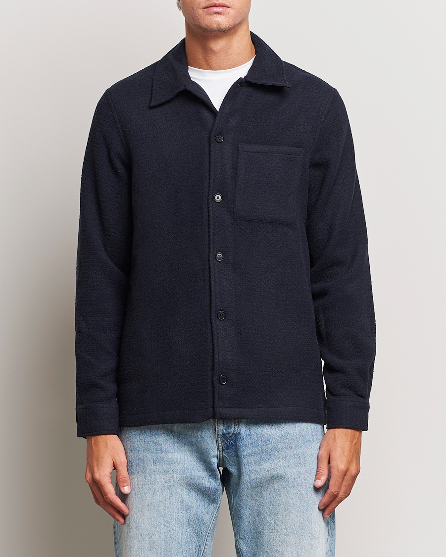 Men | Shirts | Samsøe Samsøe | Samsøe & Samsøe Taka Waffle Knitted Overshirt Salute Navy