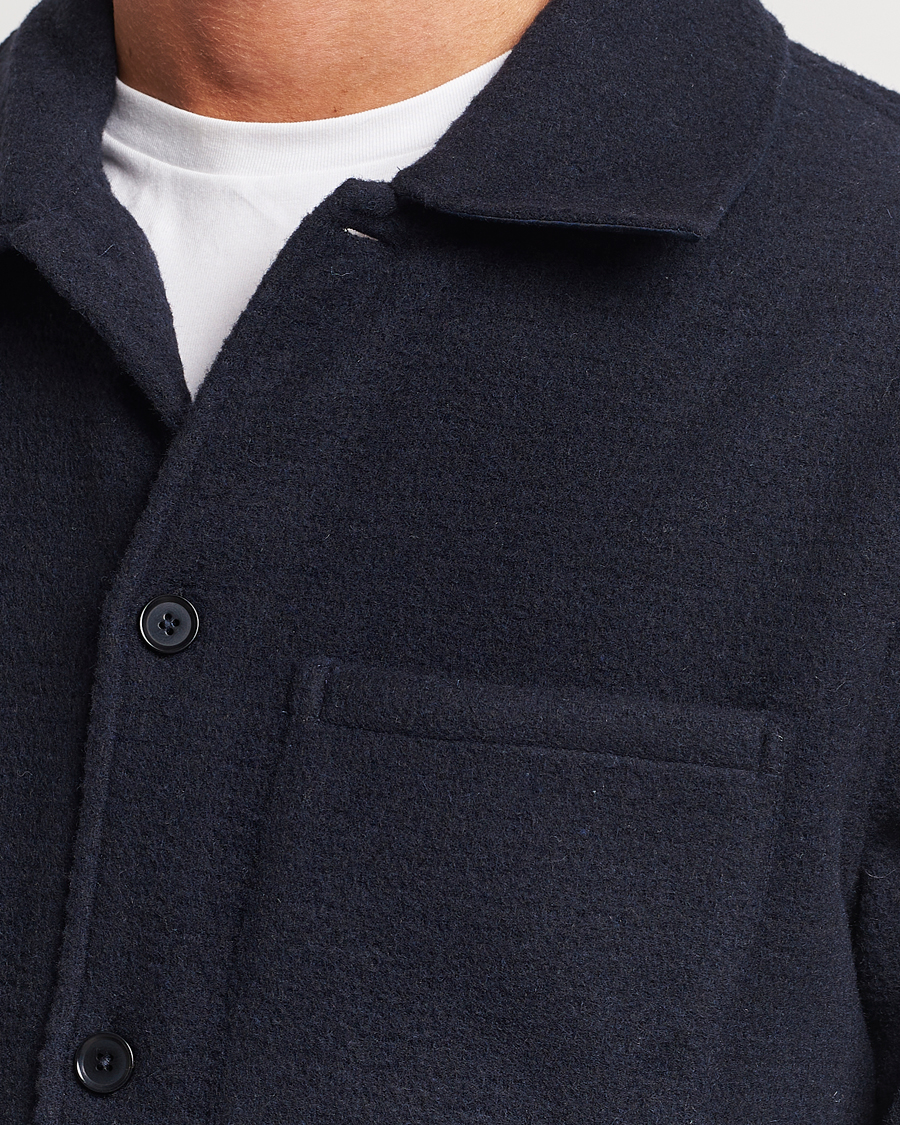 Men | Shirts | Samsøe Samsøe | Samsøe & Samsøe Taka Waffle Knitted Overshirt Salute Navy