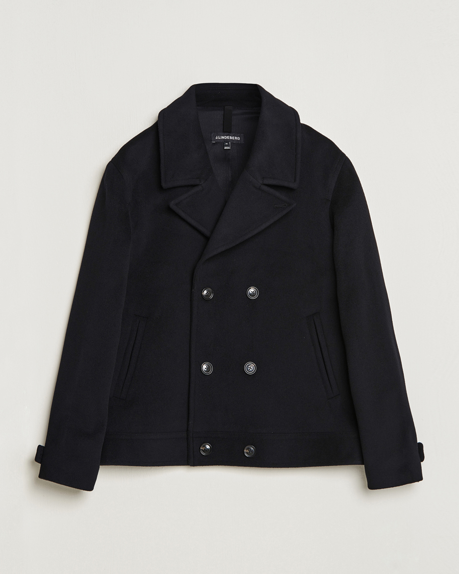 Men | Coats & Jackets | J.Lindeberg | Don Double Breasted Wool/Cashmere Jacket Black