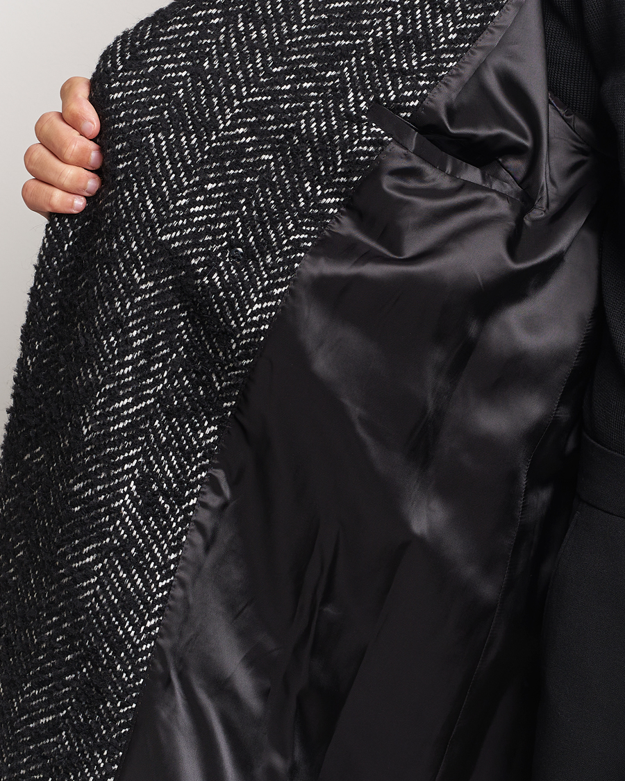 J.Lindeberg Willy Herringbone Oversize Coat Black Melange at