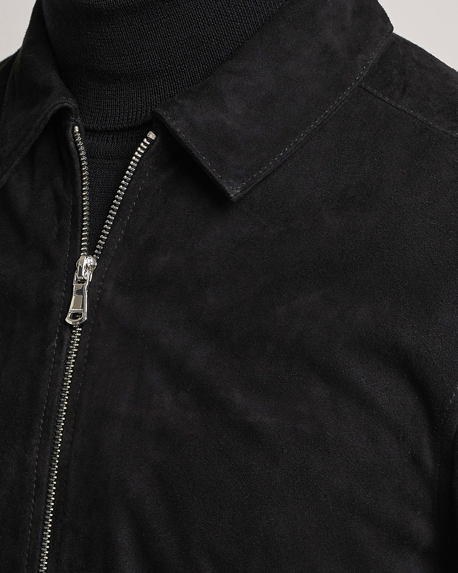 Men | Coats & Jackets | J.Lindeberg | Jonah Suede Zip Overshirt Black