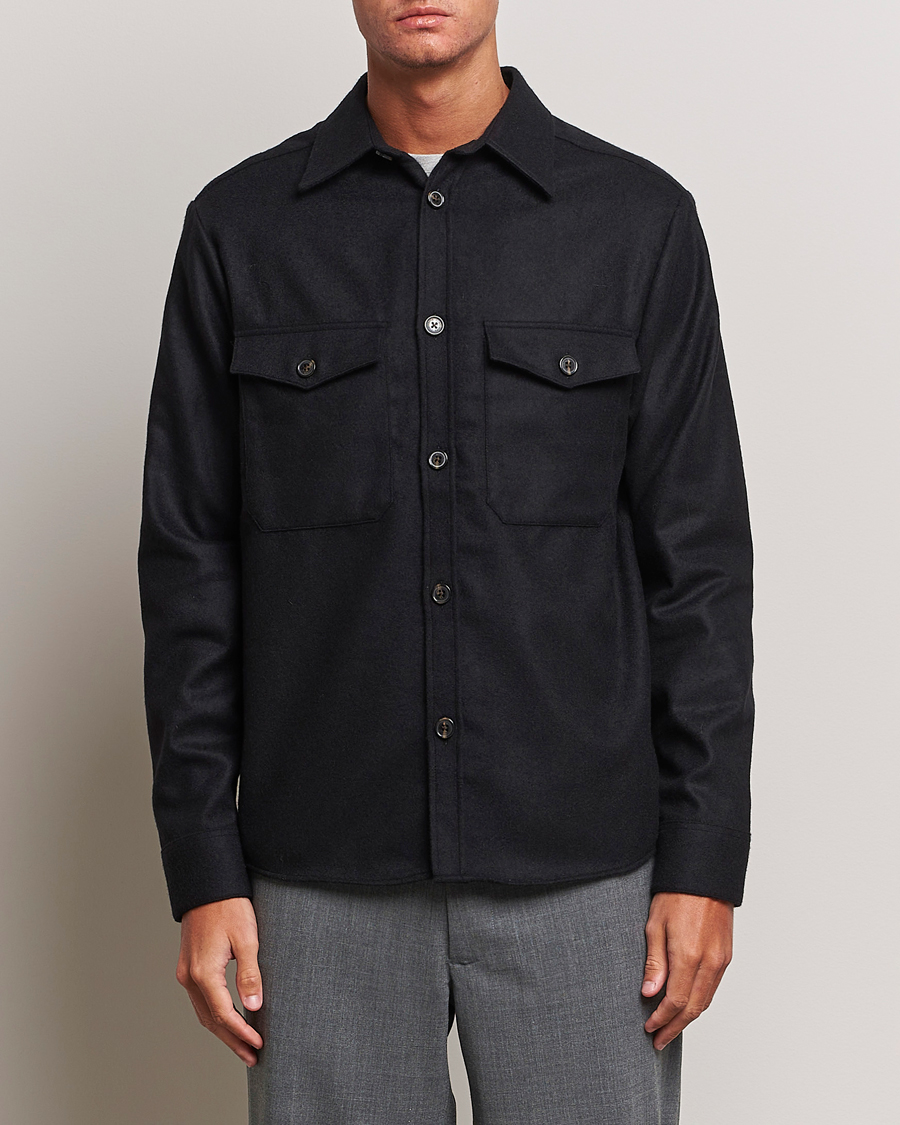 Men |  | J.Lindeberg | Flat Wool Overshirt Black