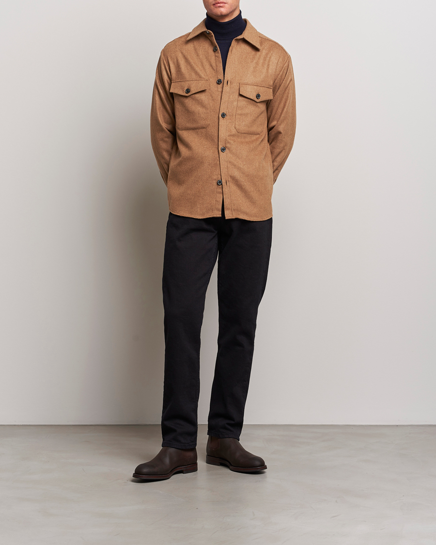 Men | Shirts | J.Lindeberg | Flat Wool Overshirt Chipmunk