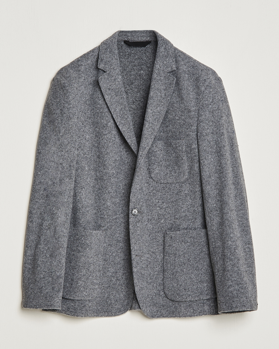 Men | Knitted Blazers | J.Lindeberg | Carlton Wool Cardigan Blazer Mid Grey Mel
