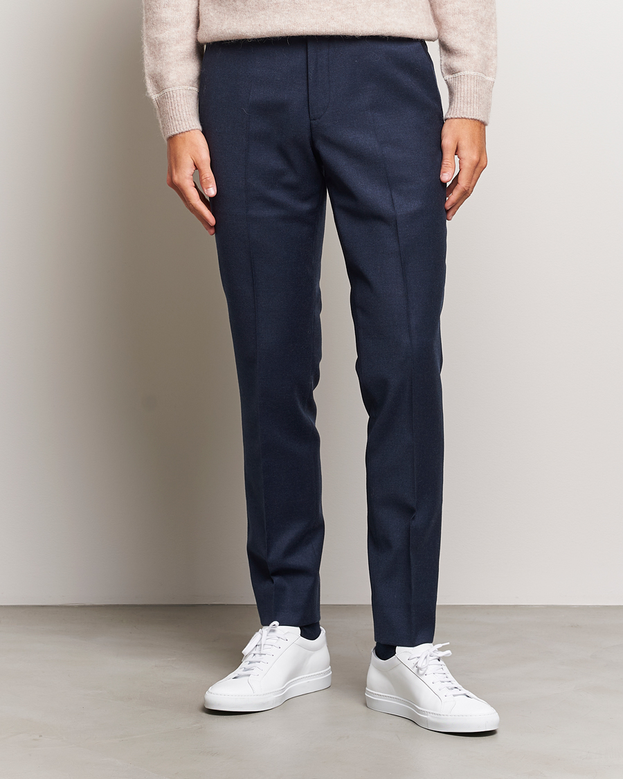 Men | Trousers | J.Lindeberg | Grant Stretch Flannel Trousers Navy