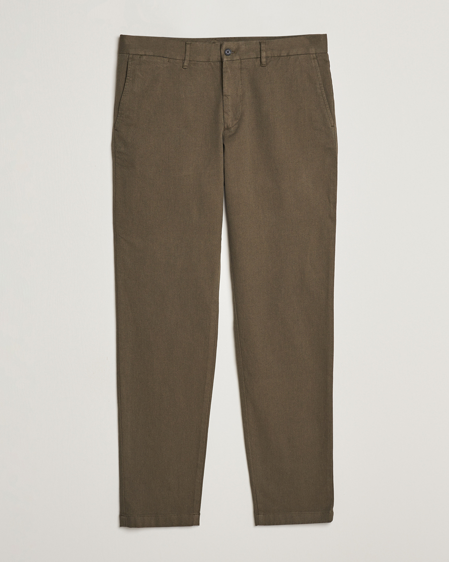 Men | Trousers | J.Lindeberg | Chaze Flannel Twill Pants Forest Green
