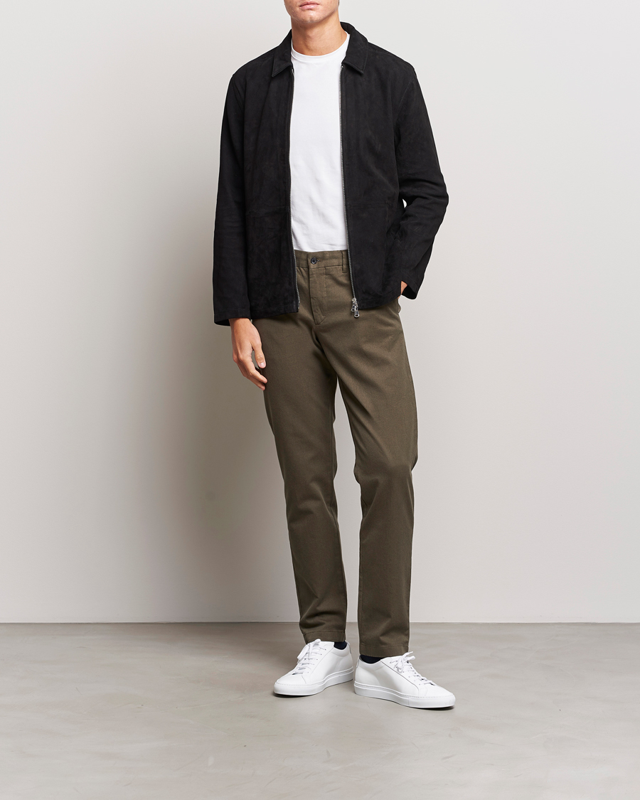 Men | Trousers | J.Lindeberg | Chaze Flannel Twill Pants Forest Green
