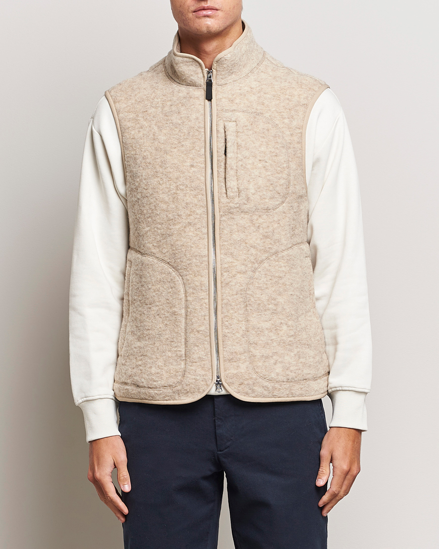 Men | Fleece Sweaters | J.Lindeberg | Duncan Wool Fleece Vest Oyster Grey