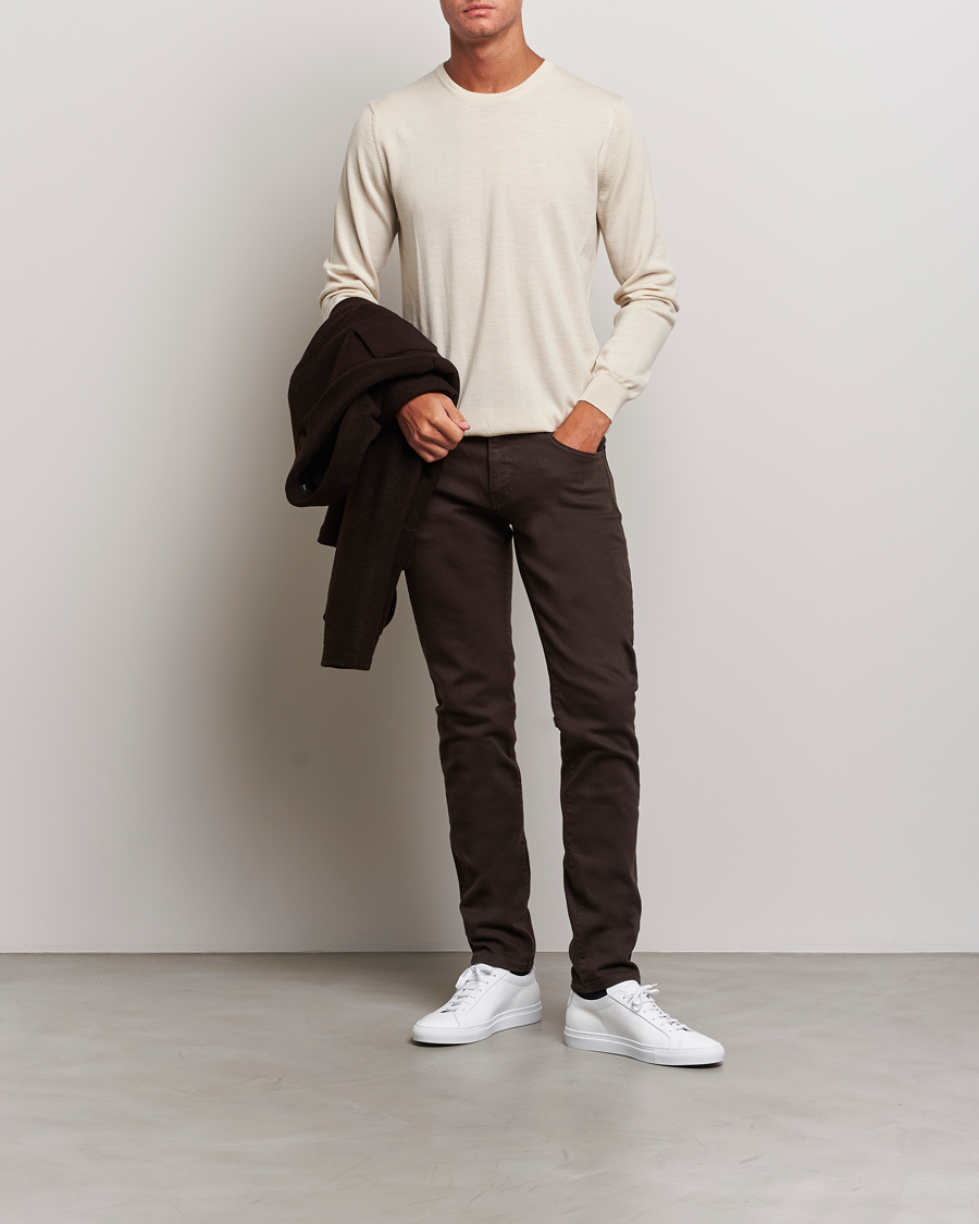 Men | Sweaters & Knitwear | J.Lindeberg | Lyle True Merino Crew Neck Pullover Oyster Grey