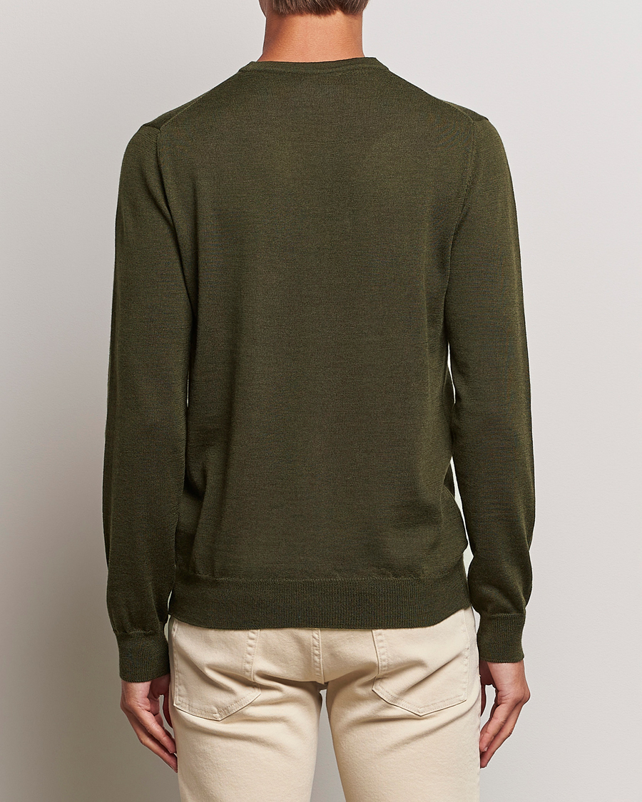 Men | Sweaters & Knitwear | J.Lindeberg | Lyle True Merino Crew Neck Pullover Forest Green