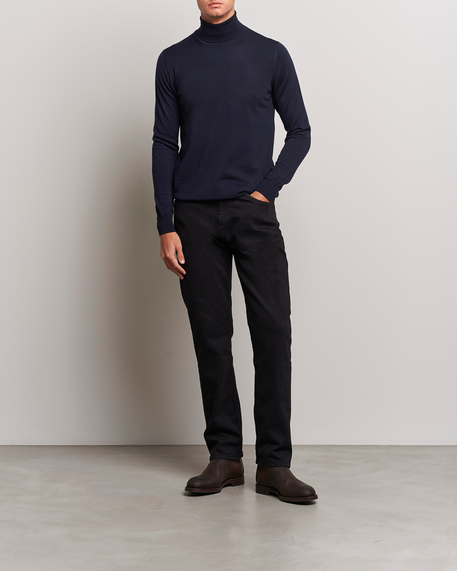 Men | Sweaters & Knitwear | J.Lindeberg | Lyd True Merino Polo Navy