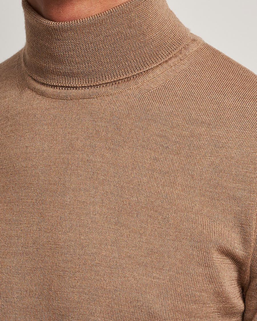 Men | Sweaters & Knitwear | J.Lindeberg | Lyd True Merino Polo Chipmunk Melange