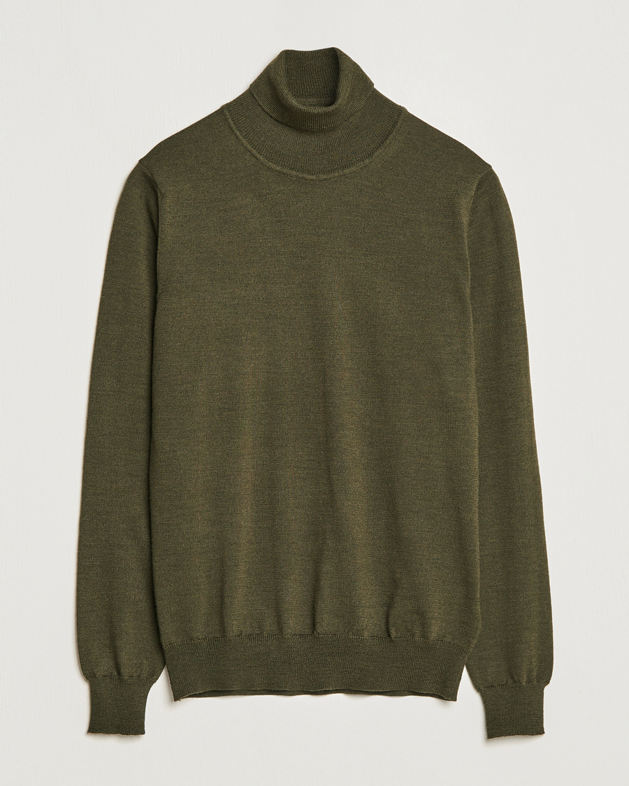 Men | Sweaters & Knitwear | J.Lindeberg | Lyd True Merino Polo Forest Green