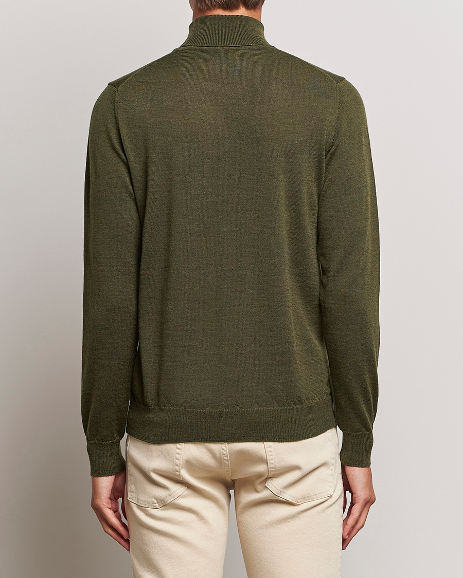 Men | Sweaters & Knitwear | J.Lindeberg | Lyd True Merino Polo Forest Green