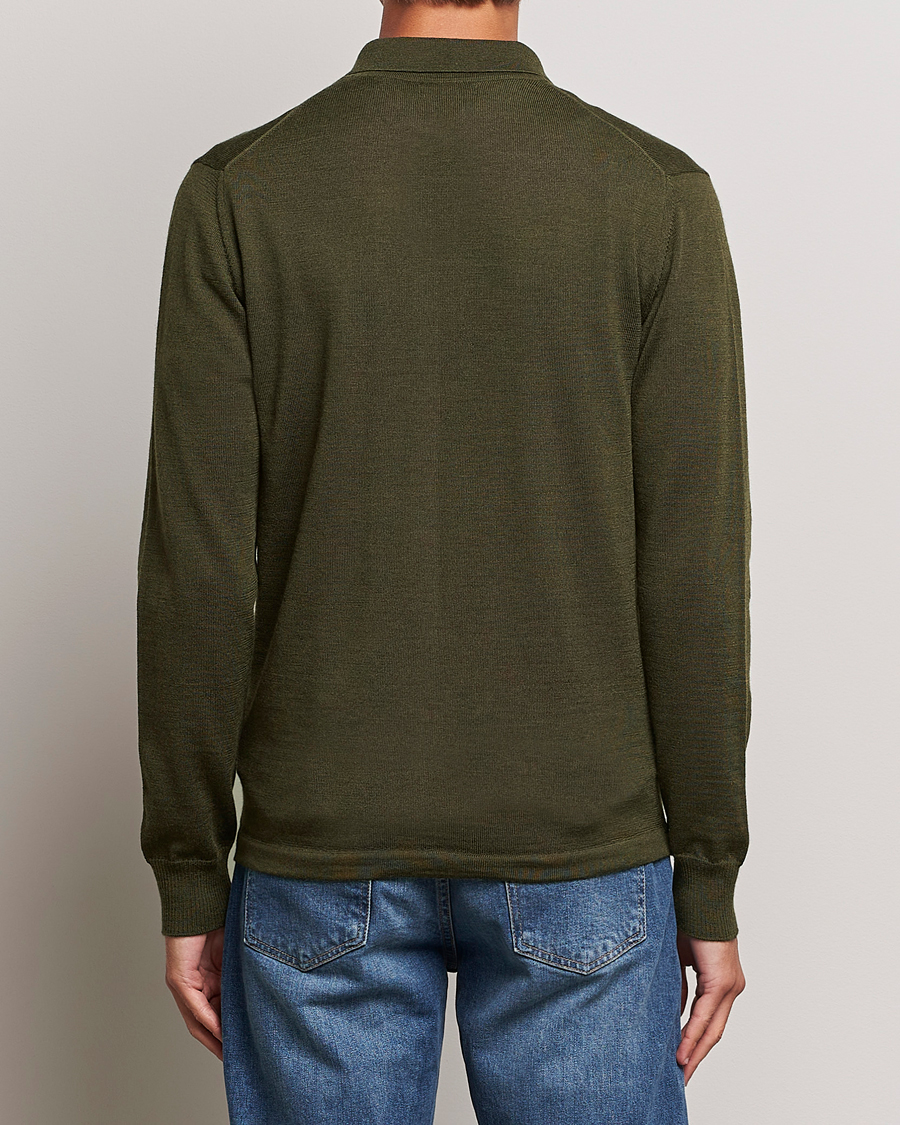Men | Sweaters & Knitwear | J.Lindeberg | Nyle True Merino Zip Cardigan Forest Green