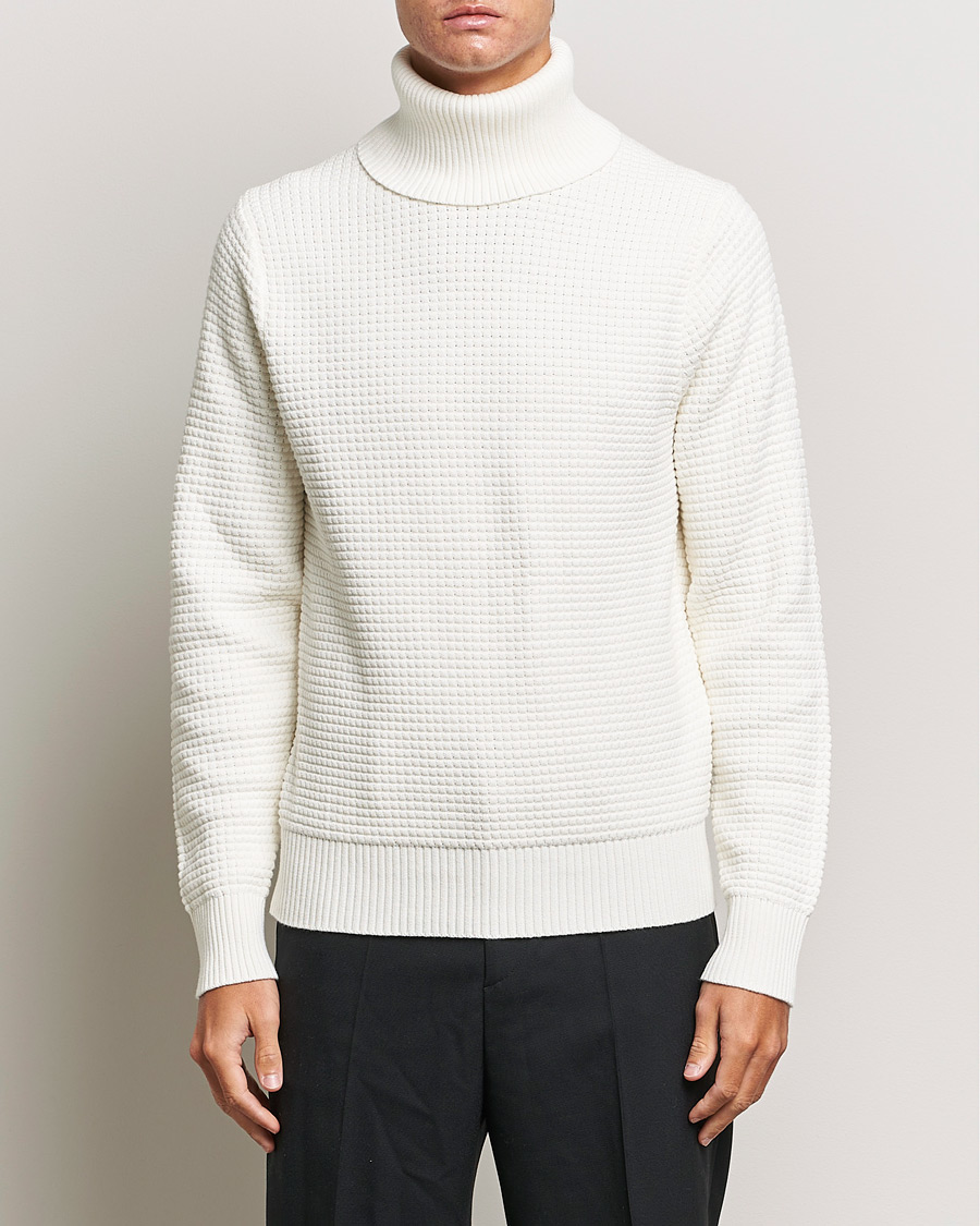Men | J.Lindeberg | J.Lindeberg | Olivero Cotton Turtle Sweater Cloud White