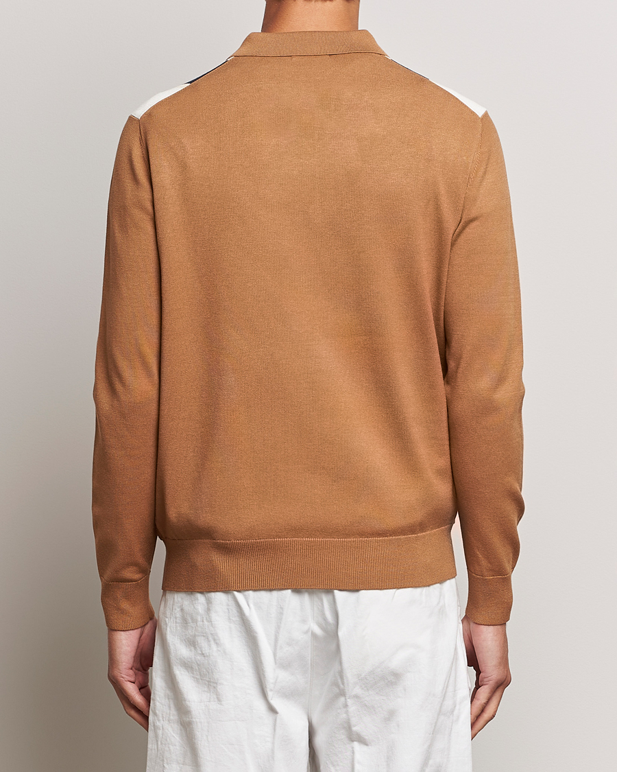 Men | Sweaters & Knitwear | J.Lindeberg | Heden Striped Knitted Polo Chipmunk