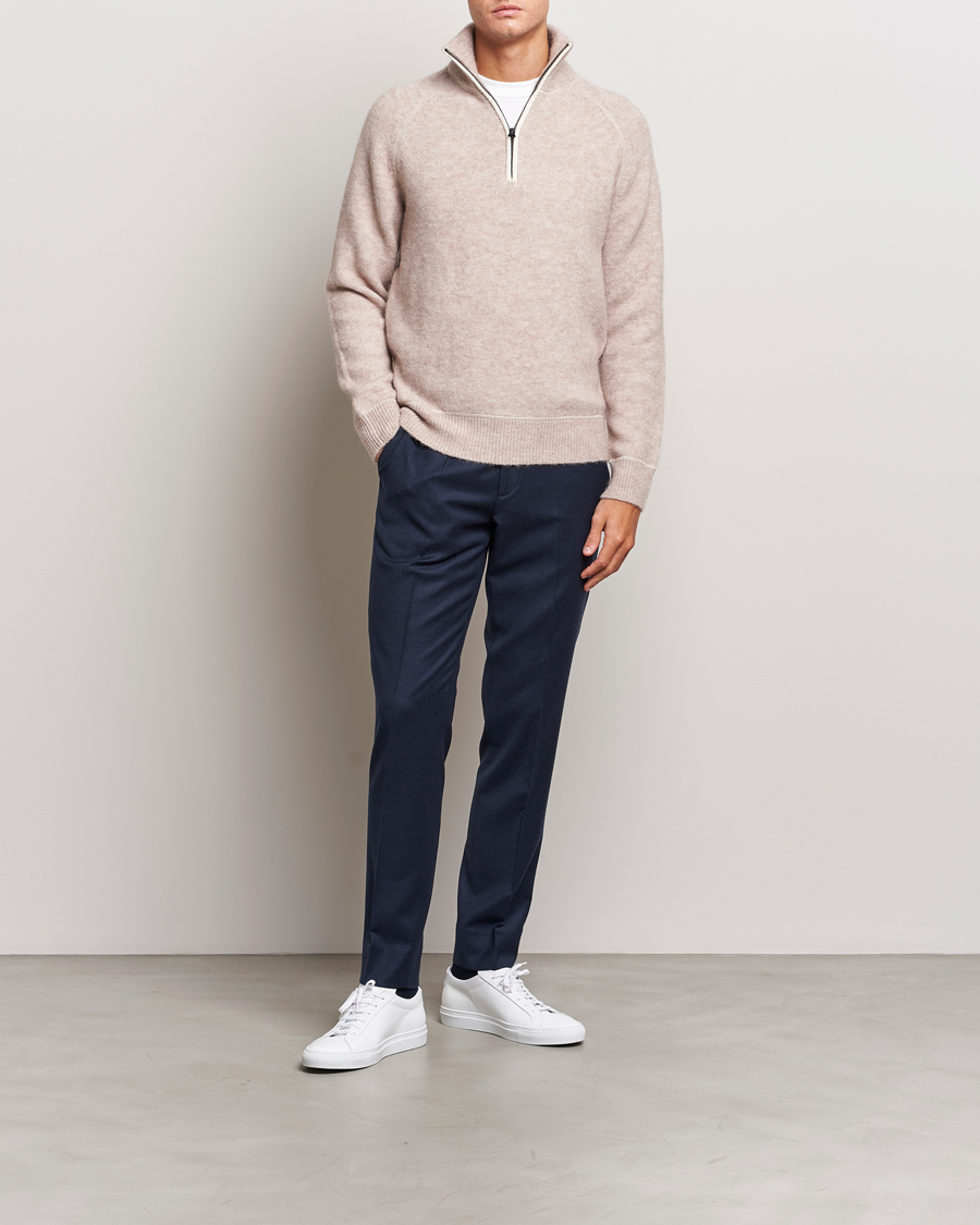 Men | Sweaters & Knitwear | J.Lindeberg | Wilton Half Zip Sweater Oyster Grey