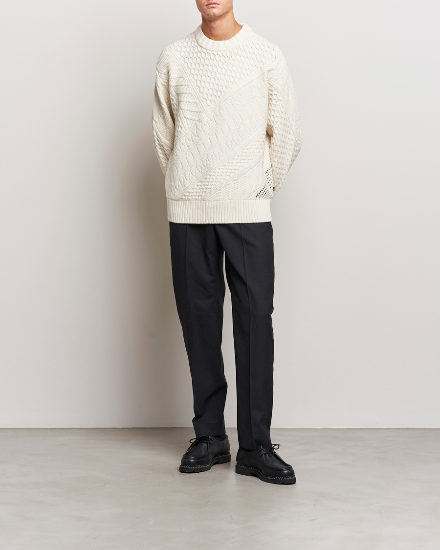 J.Lindeberg Savio Cable Knit Mock Neck Cloud White at CareOfCarl.com
