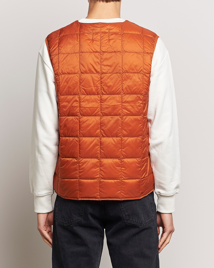 Men | Coats & Jackets | TAION | V-Neck Lightweight Down Vest Brick Orange