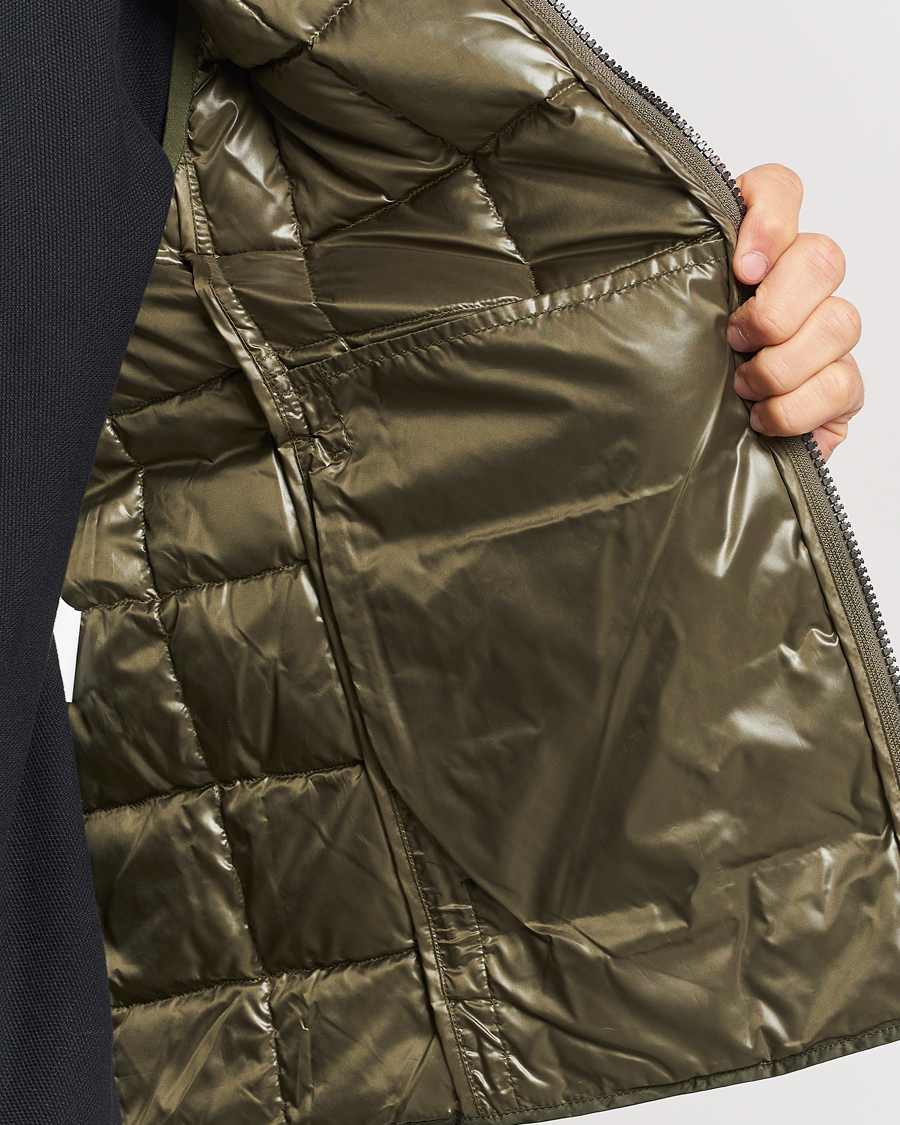 Men | Coats & Jackets | TAION | High Neck Full Zip Lightweight Down Vest Dark Olive