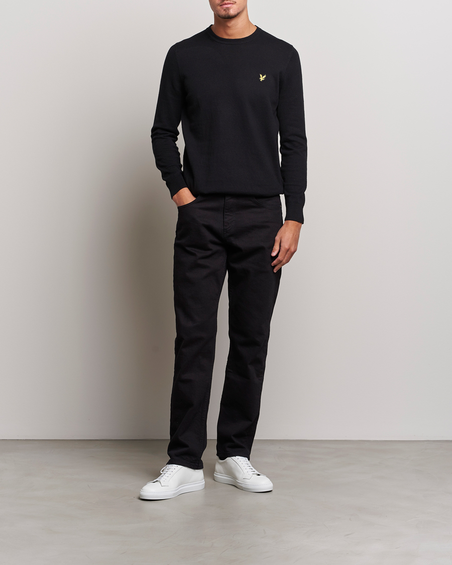 Men | Sweaters & Knitwear | Lyle & Scott | Cotton/Merino Crew Neck Jumper Jet Black