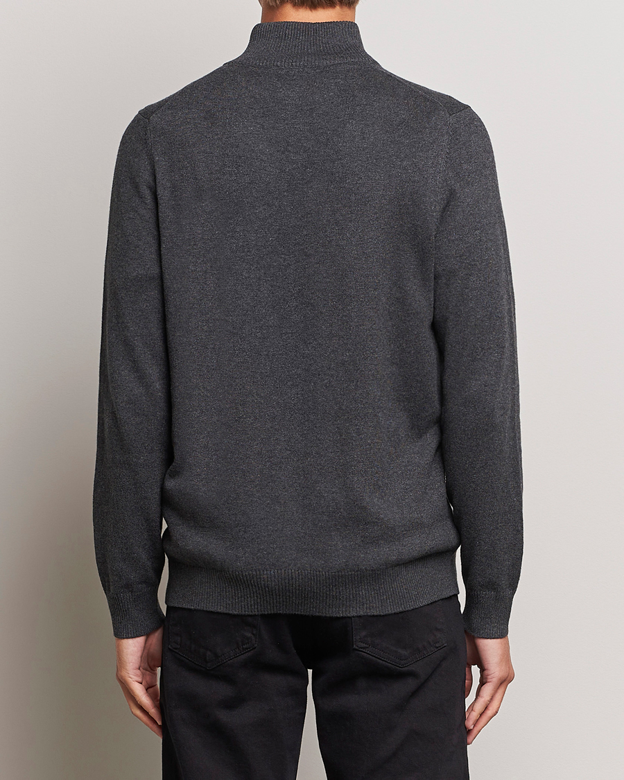 Men | Sweaters & Knitwear | Lyle & Scott | Cotton/Merino Half Zip Charcoal Marl