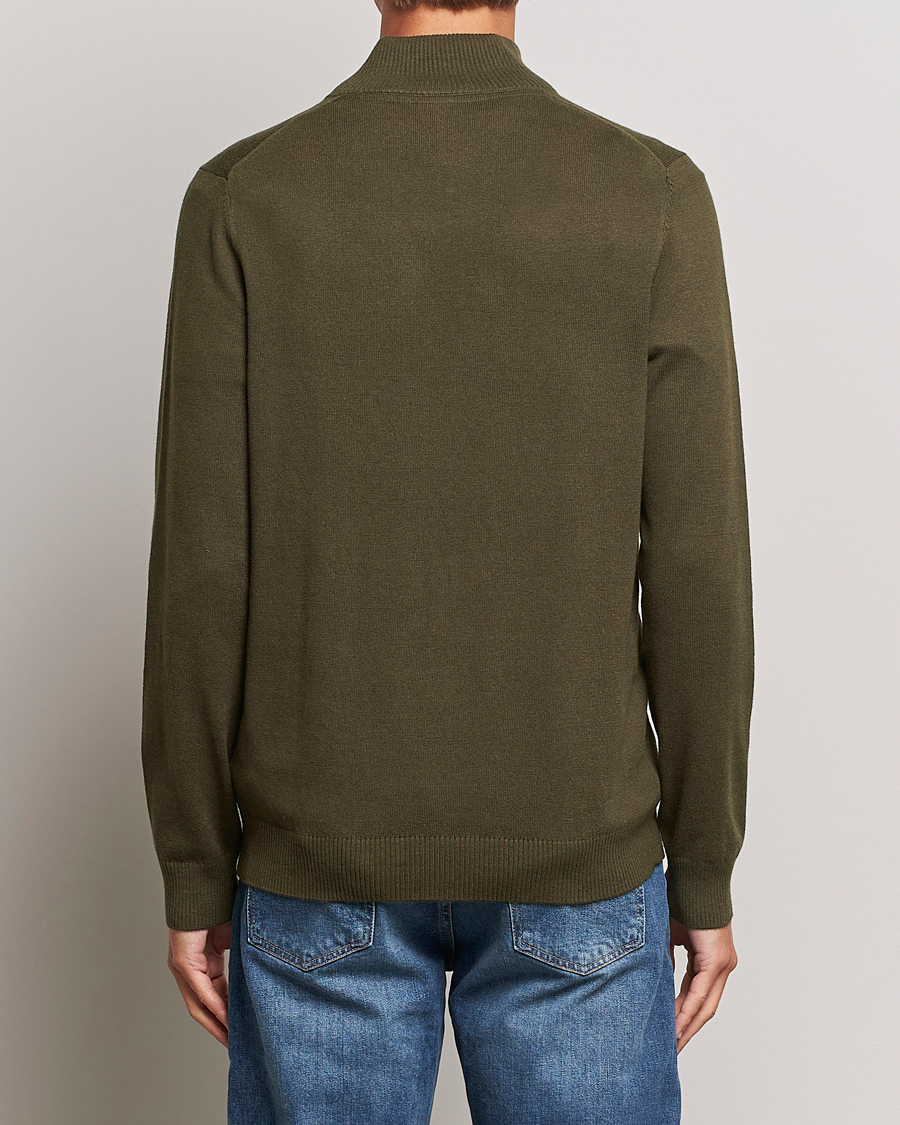 Men | Sweaters & Knitwear | Lyle & Scott | Cotton/Merino Half Zip Olive