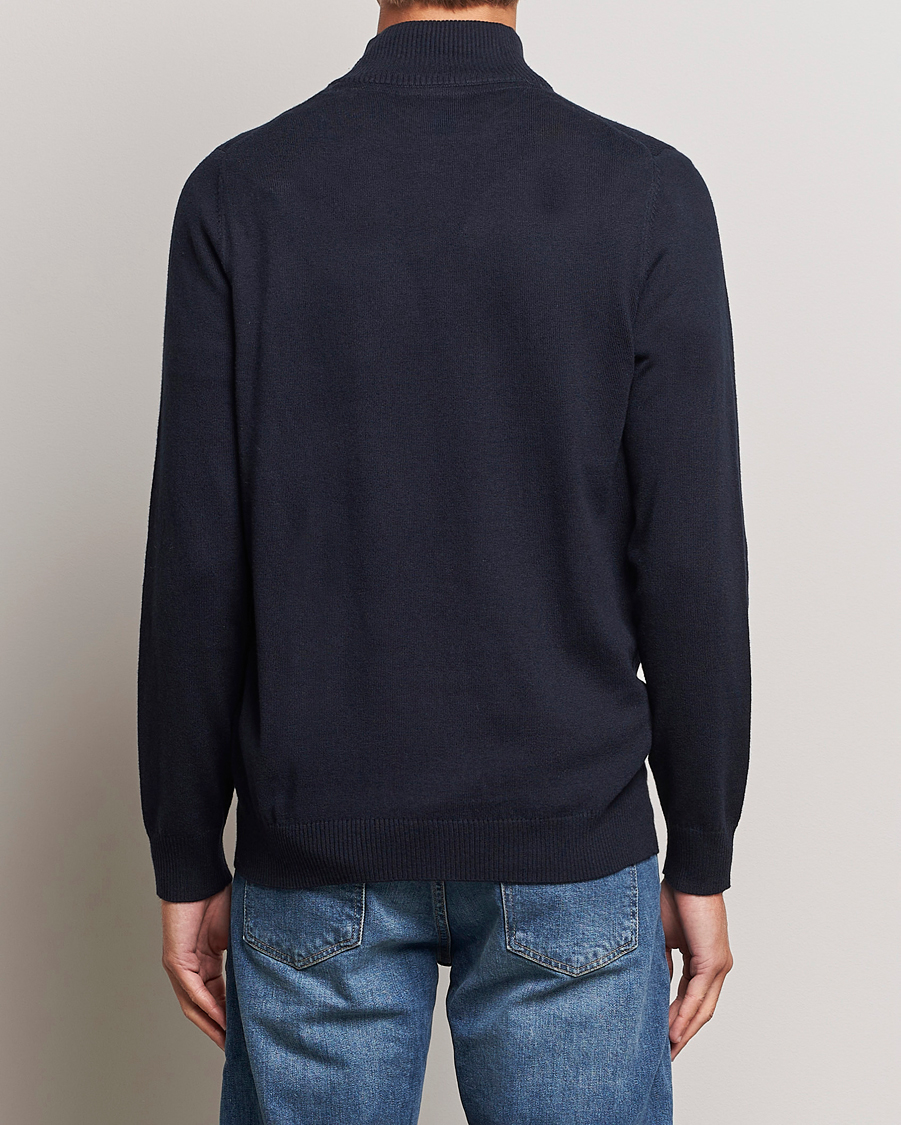 Men | Sweaters & Knitwear | Lyle & Scott | Cotton/Merino Half Zip Dark Navy