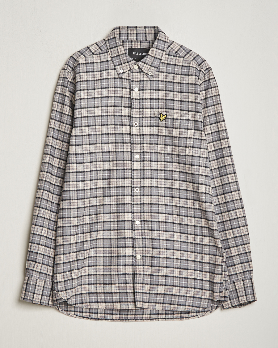 Men | Shirts | Lyle & Scott | Checked Flannel Button Down Shirt Cove White