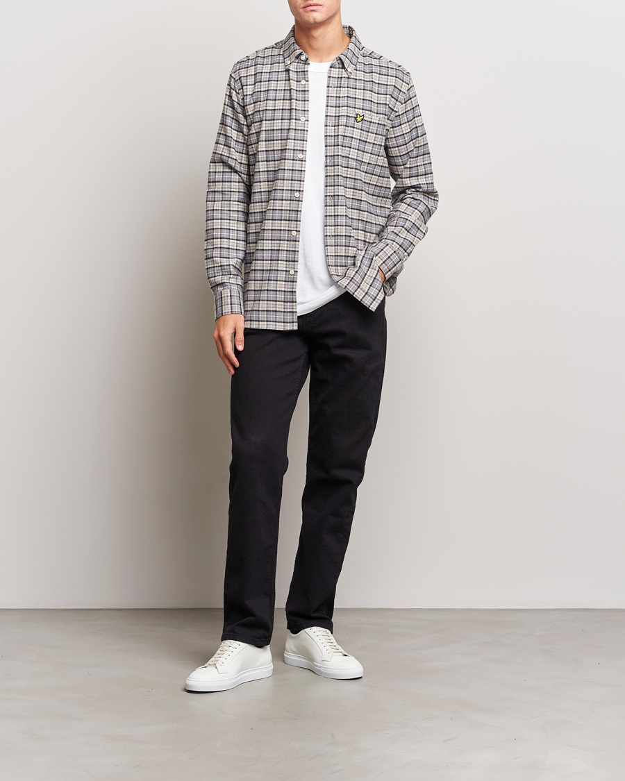 Men | Shirts | Lyle & Scott | Checked Flannel Button Down Shirt Cove White