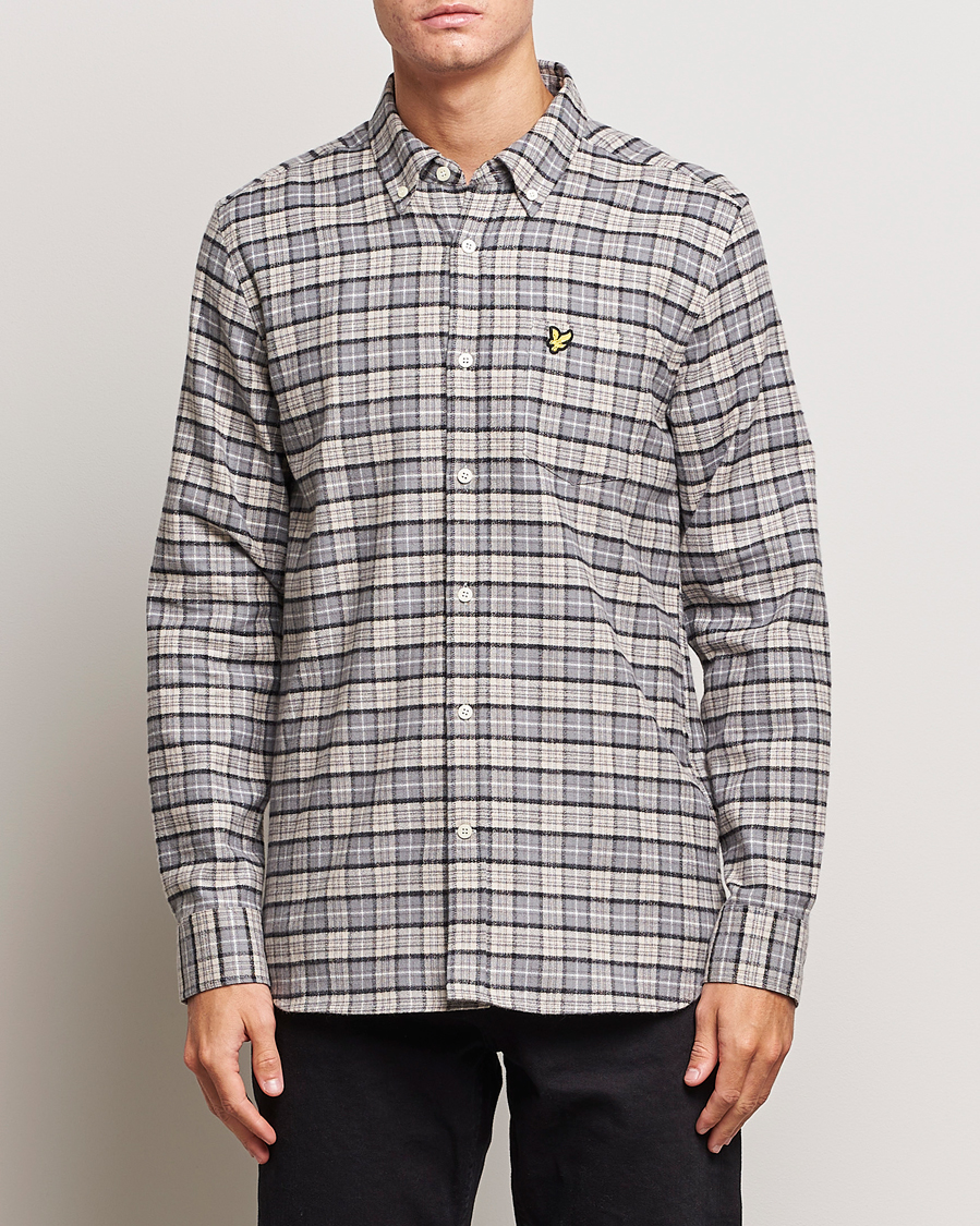 Men | Shirts | Lyle & Scott | Checked Flannel Button Down Shirt Cove White