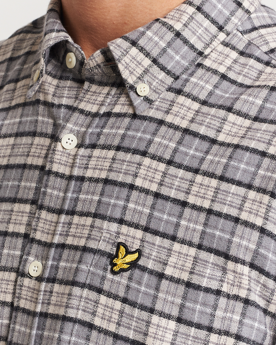 Men | Shirts | Lyle & Scott | Checked Flannel Button Down Shirt Cove White