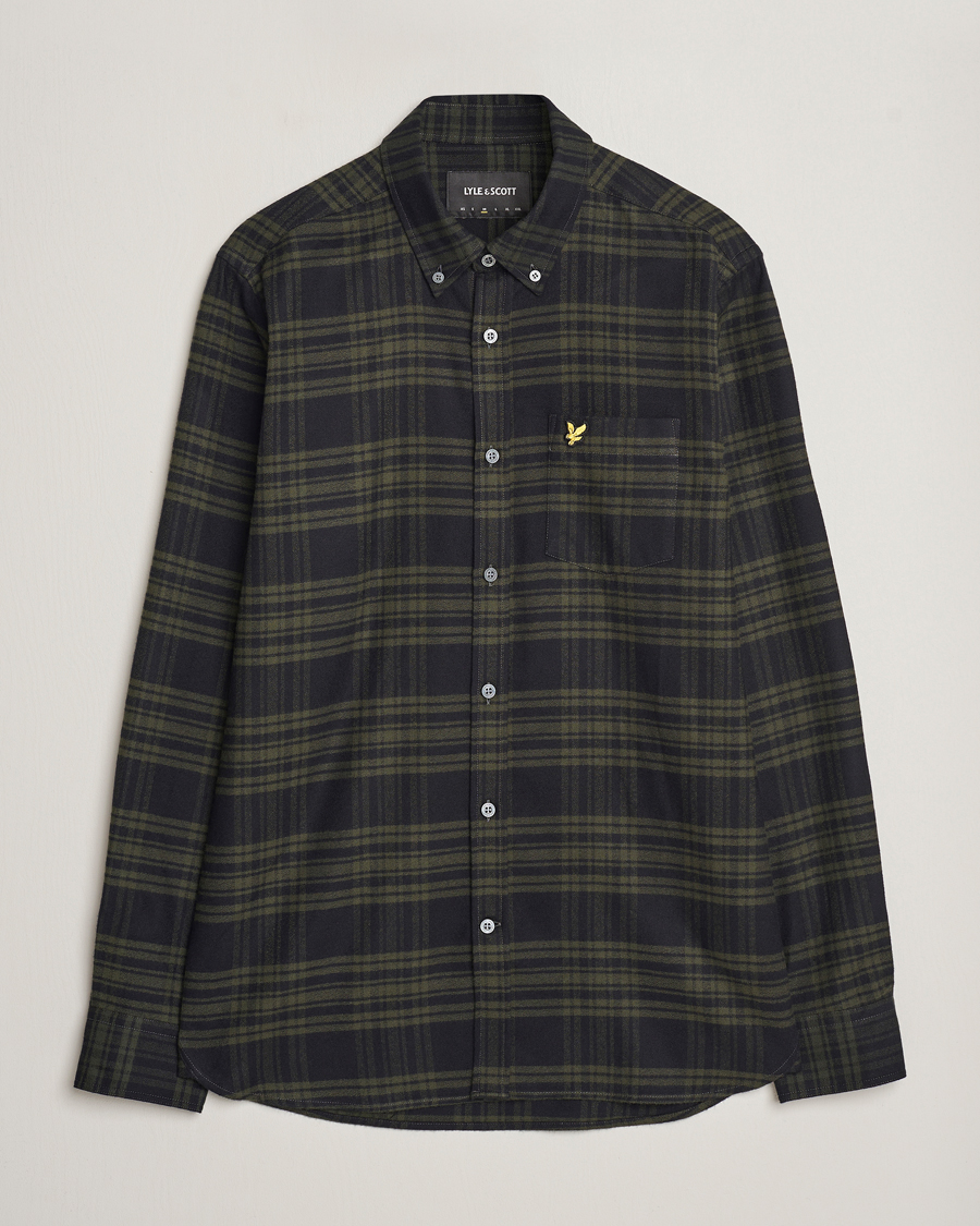 Men | Shirts | Lyle & Scott | Checked Flannel Button Down Shirt Mountain Moss
