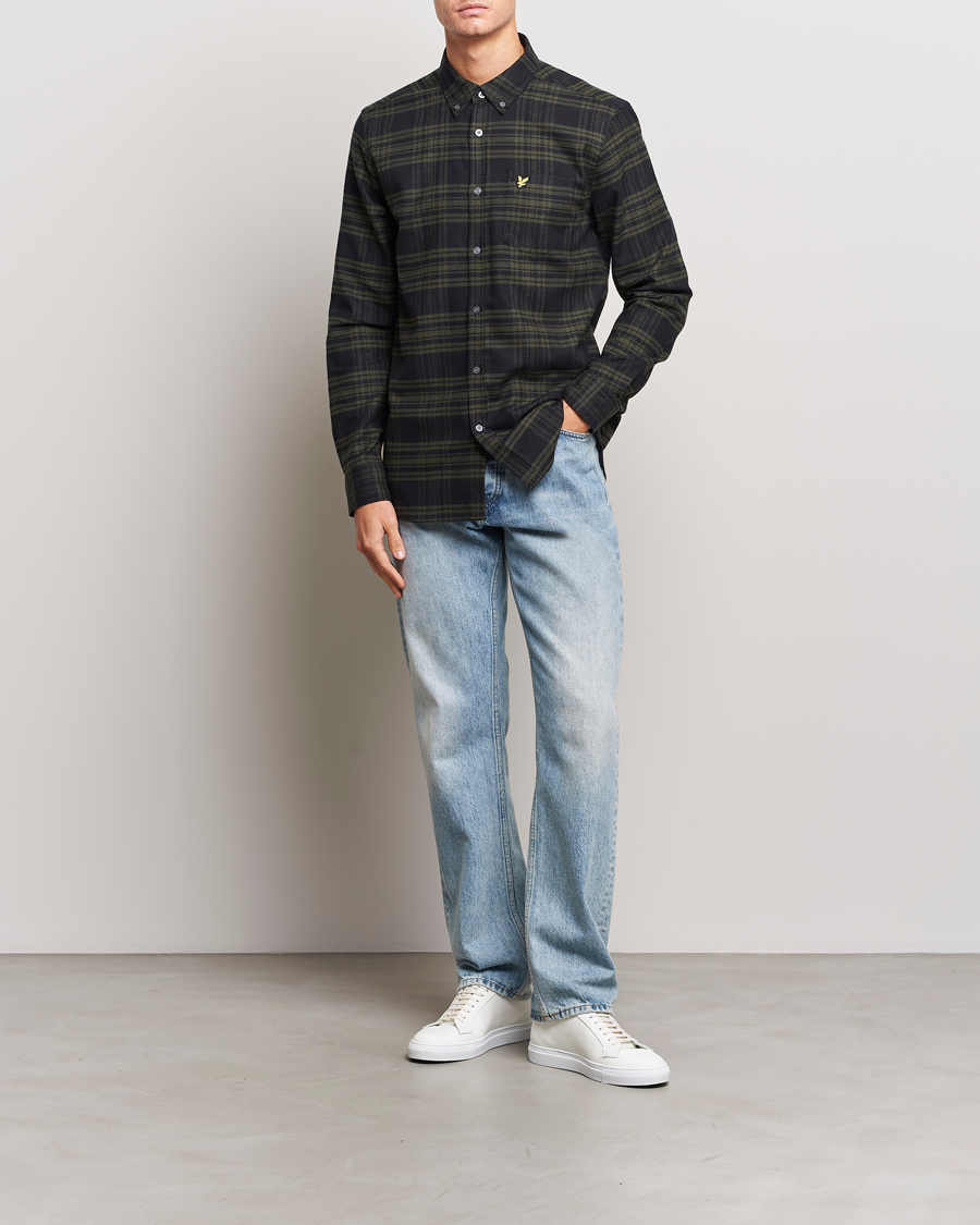 Men | Shirts | Lyle & Scott | Checked Flannel Button Down Shirt Mountain Moss