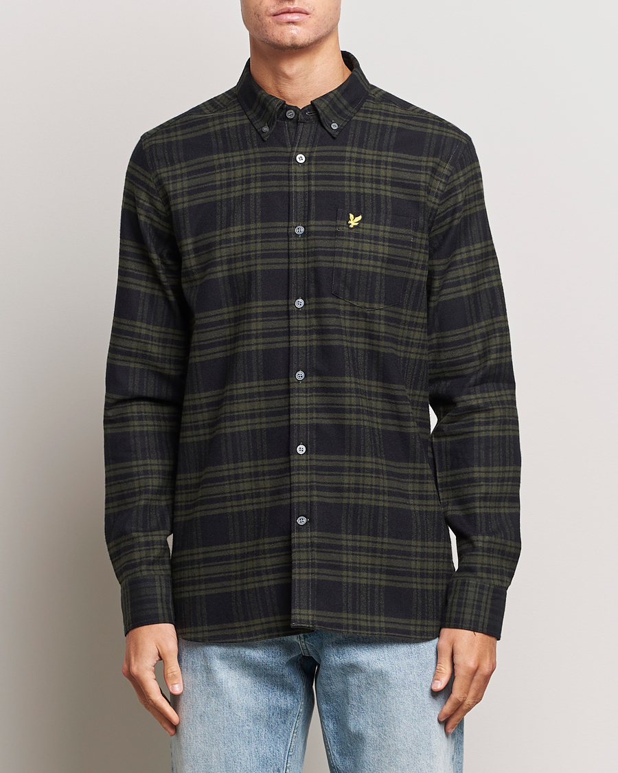 Men | Flannel Shirts | Lyle & Scott | Checked Flannel Button Down Shirt Mountain Moss