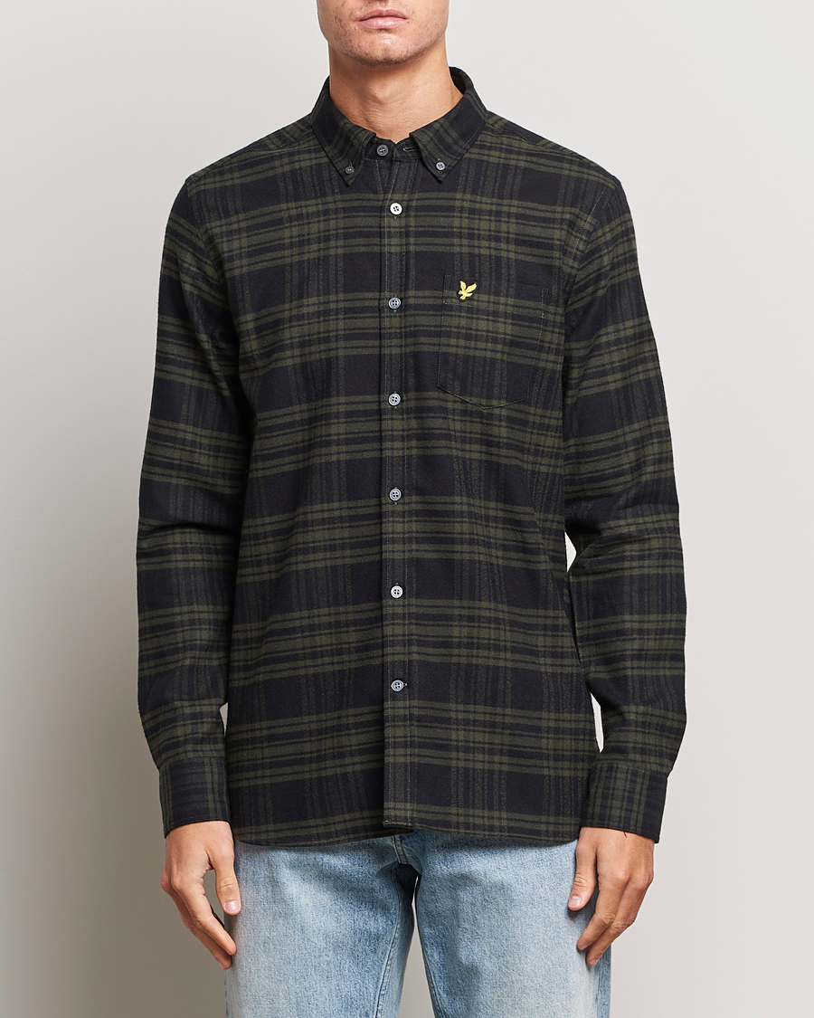 Men | Shirts | Lyle & Scott | Checked Flannel Button Down Shirt Mountain Moss