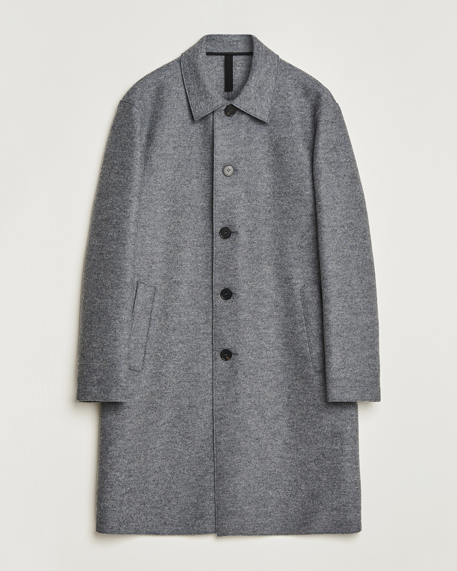 Harris Wharf London Pressed Wool Mac Coat Grey Moul at CareOfCarl.com