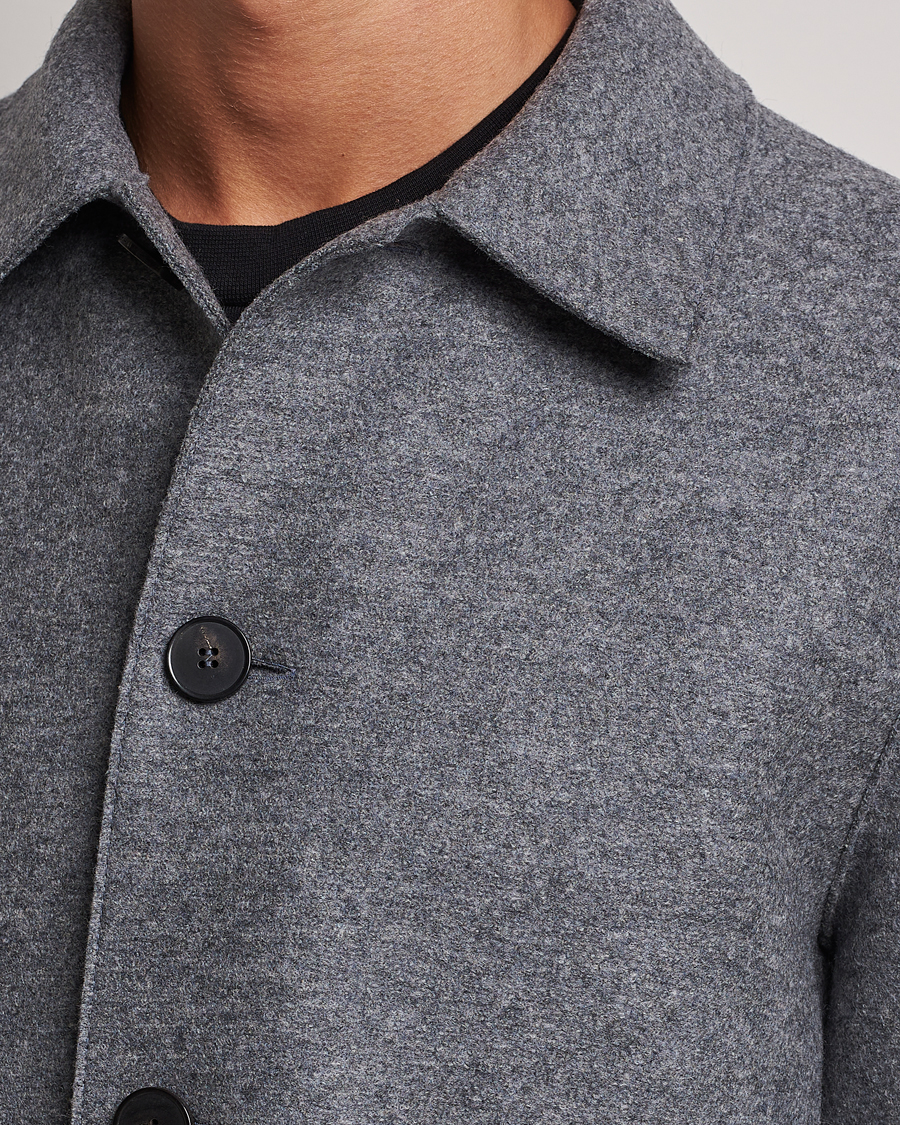 Men | Coats & Jackets | Harris Wharf London | Pressed Wool Mac Coat Grey Moul