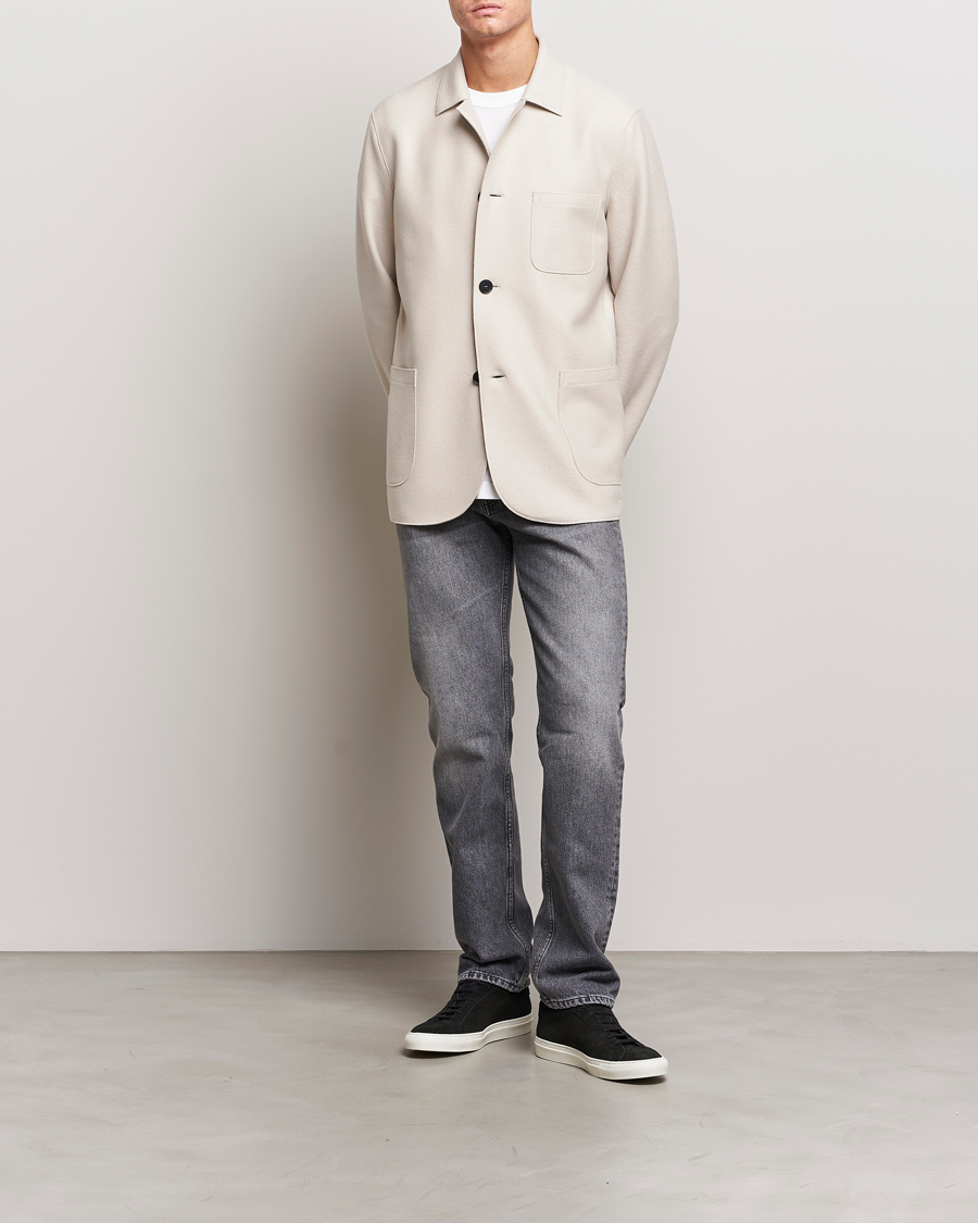 Men | Blazers | Harris Wharf London | Dropped Shoulder Wool Jacket Cream