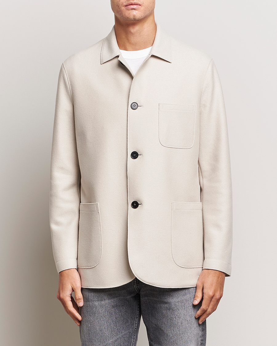 Men | Wool Blazers | Harris Wharf London | Dropped Shoulder Wool Jacket Cream