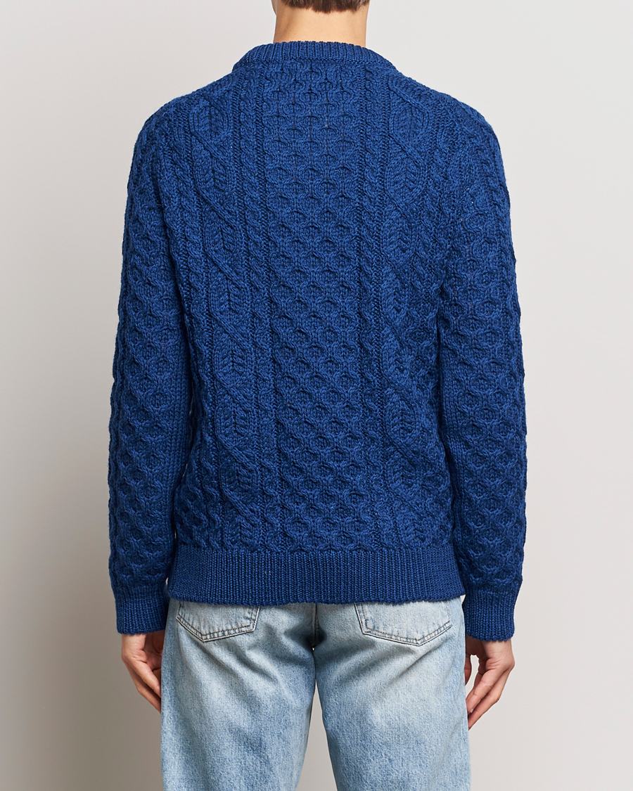 Men | Sweaters & Knitwear | Peregrine | Hudson Wool Aran Knitted Jumper Cobalt