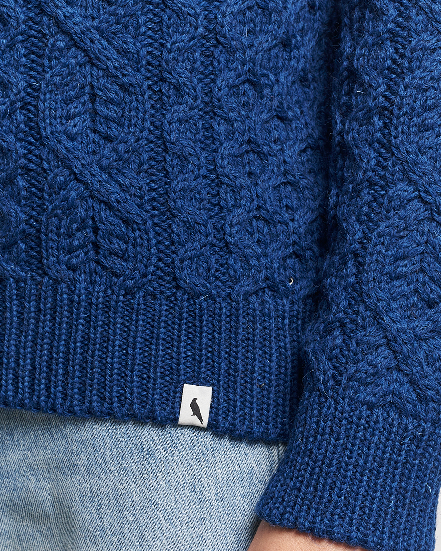 Men | Sweaters & Knitwear | Peregrine | Hudson Wool Aran Knitted Jumper Cobalt