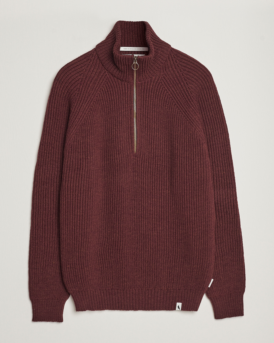 Men | Sweaters & Knitwear | Peregrine | Ford Knitted Wool Half Zip Shiraz