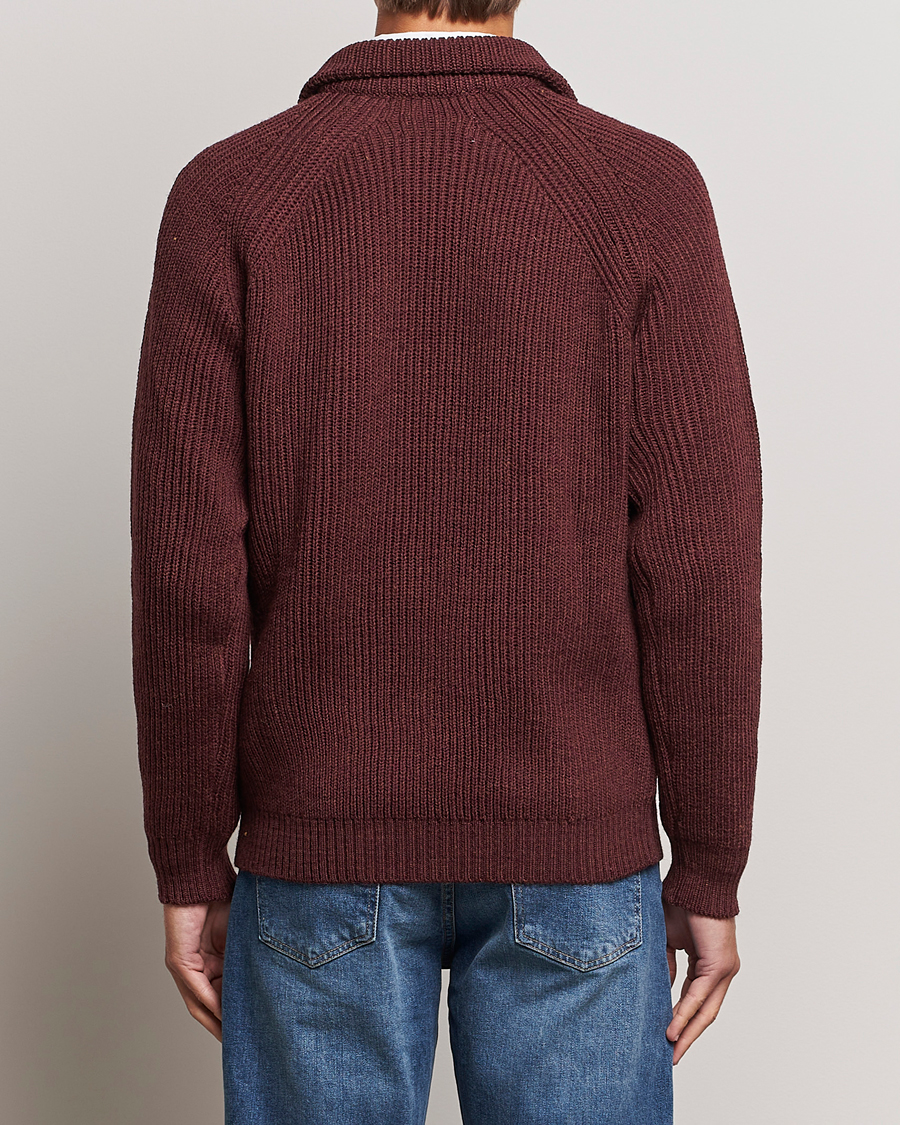 Men | Sweaters & Knitwear | Peregrine | Ford Knitted Wool Half Zip Shiraz
