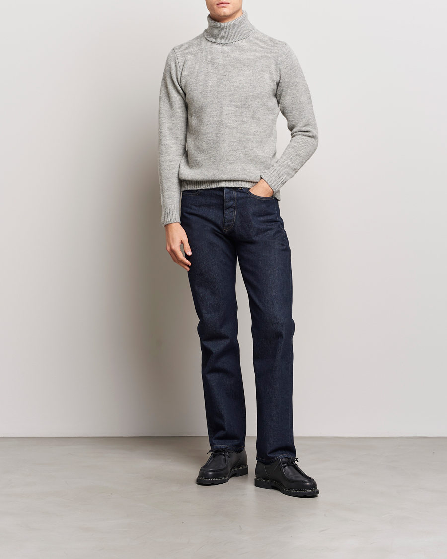 Men | Sweaters & Knitwear | Peregrine | Maker's Stitch Merino Polo Light Grey